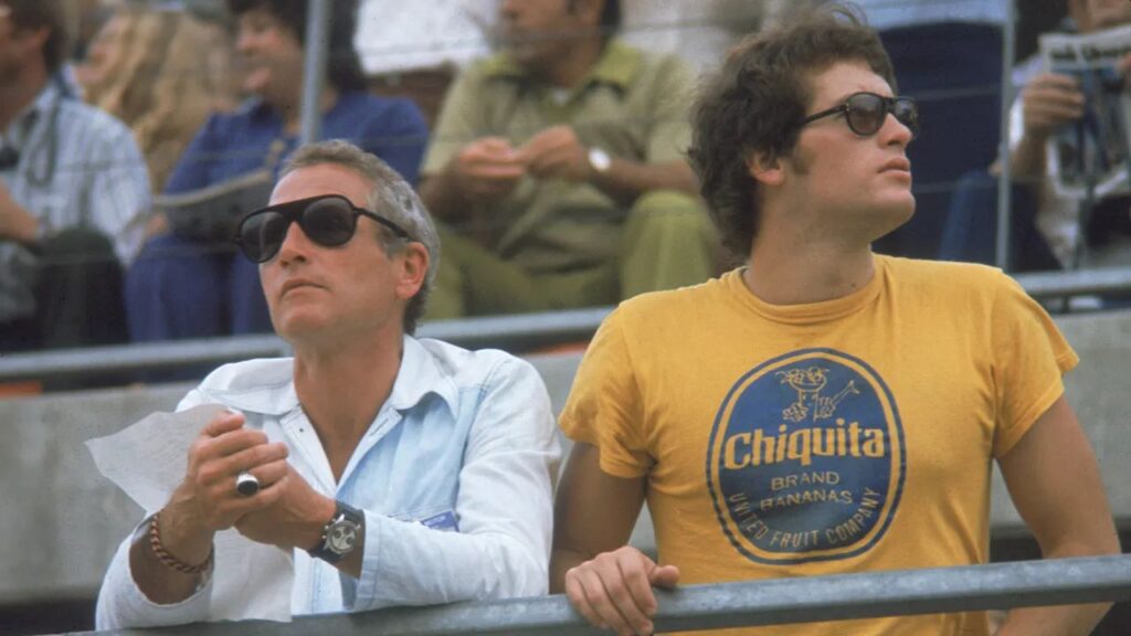 Paul Newman e suo figlio Scott ad un evento sportivo