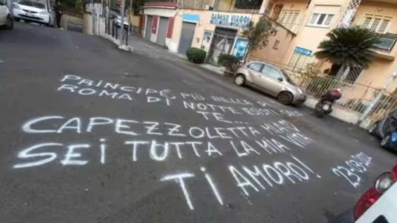Scritta scritta sull’asfalto a Montesacro