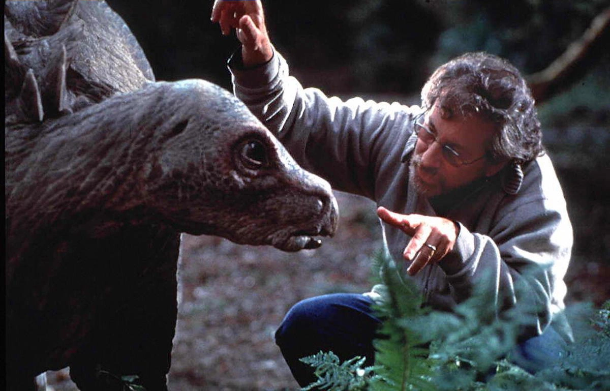 Steven Spielberg sul set di Jurassic Park.
