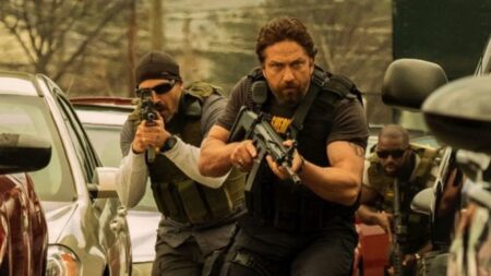 Gerald Butler in una scena di Den of Thieves (Nella tana dei lupi)