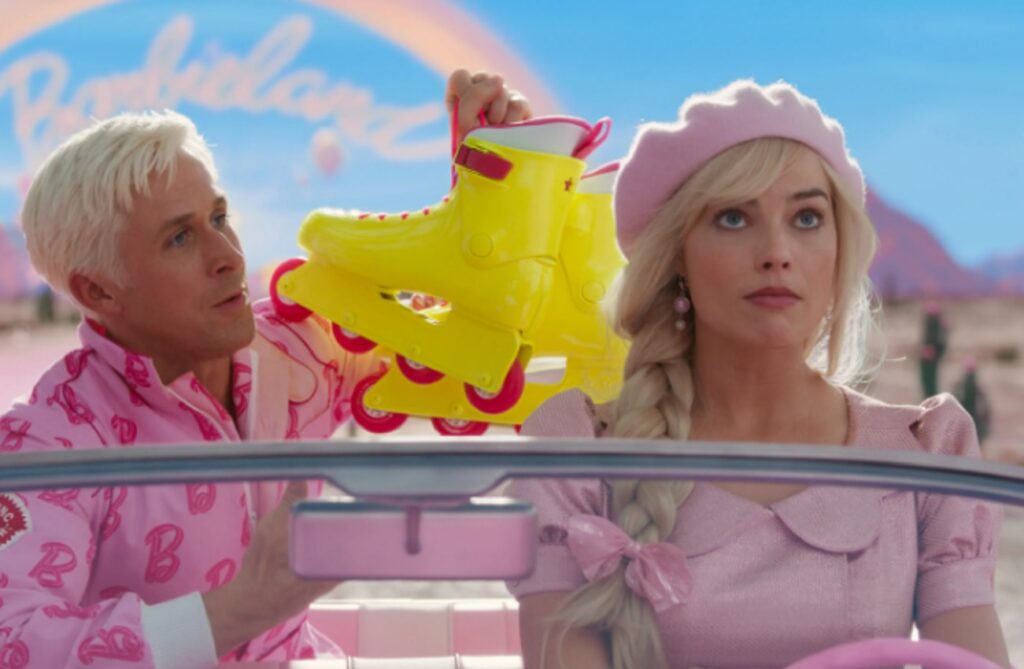 Frame che ritrae Ryan Gosling e Margot Robbie in Barbie