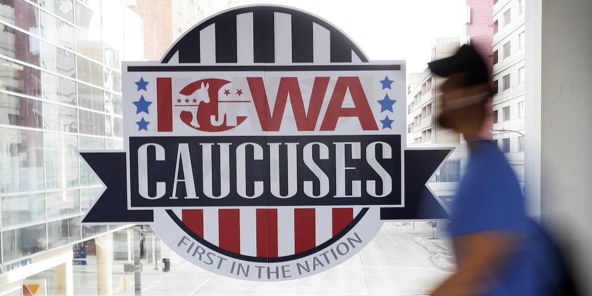Cartello di un Caucus in Iowa, 2020