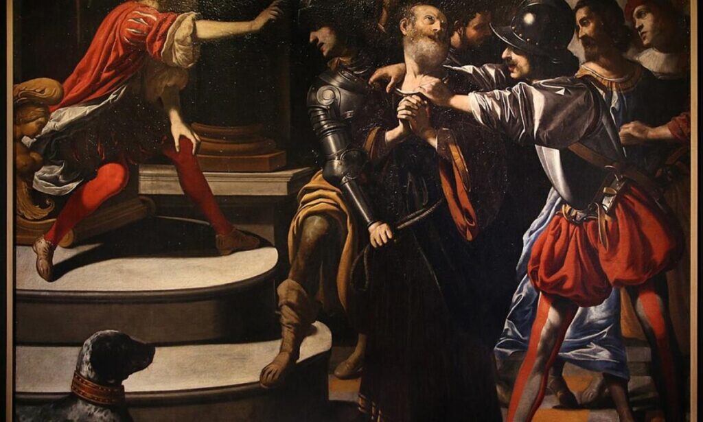 Fotografia che ritrae La cattura di San Pietro, quadro di Rutilio Manetti