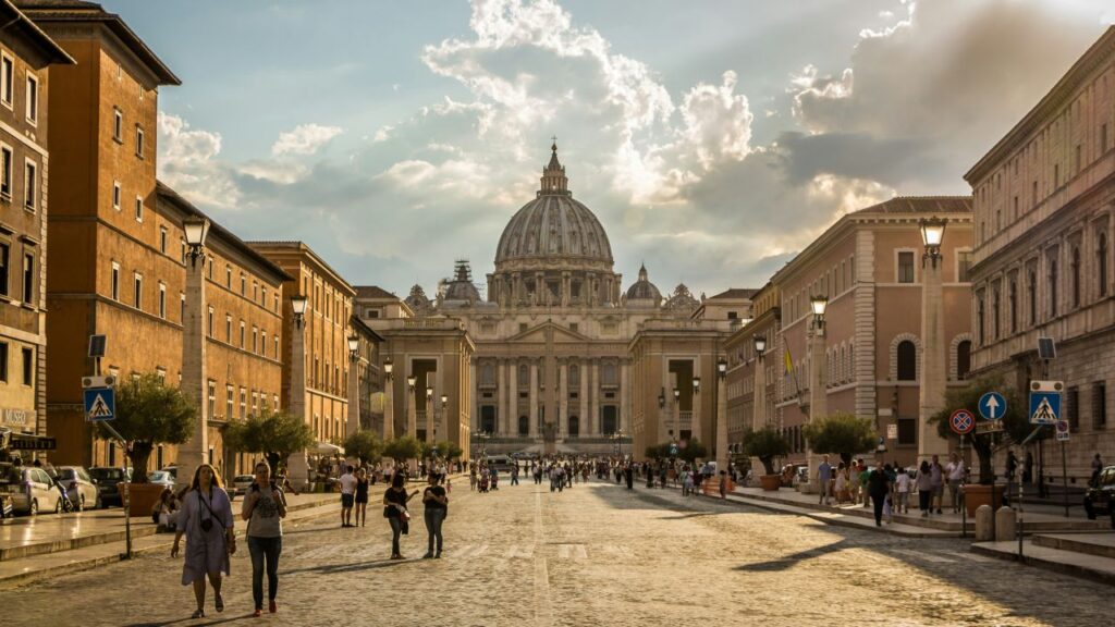 Uno scorcio della basilica Vaticana a Roma