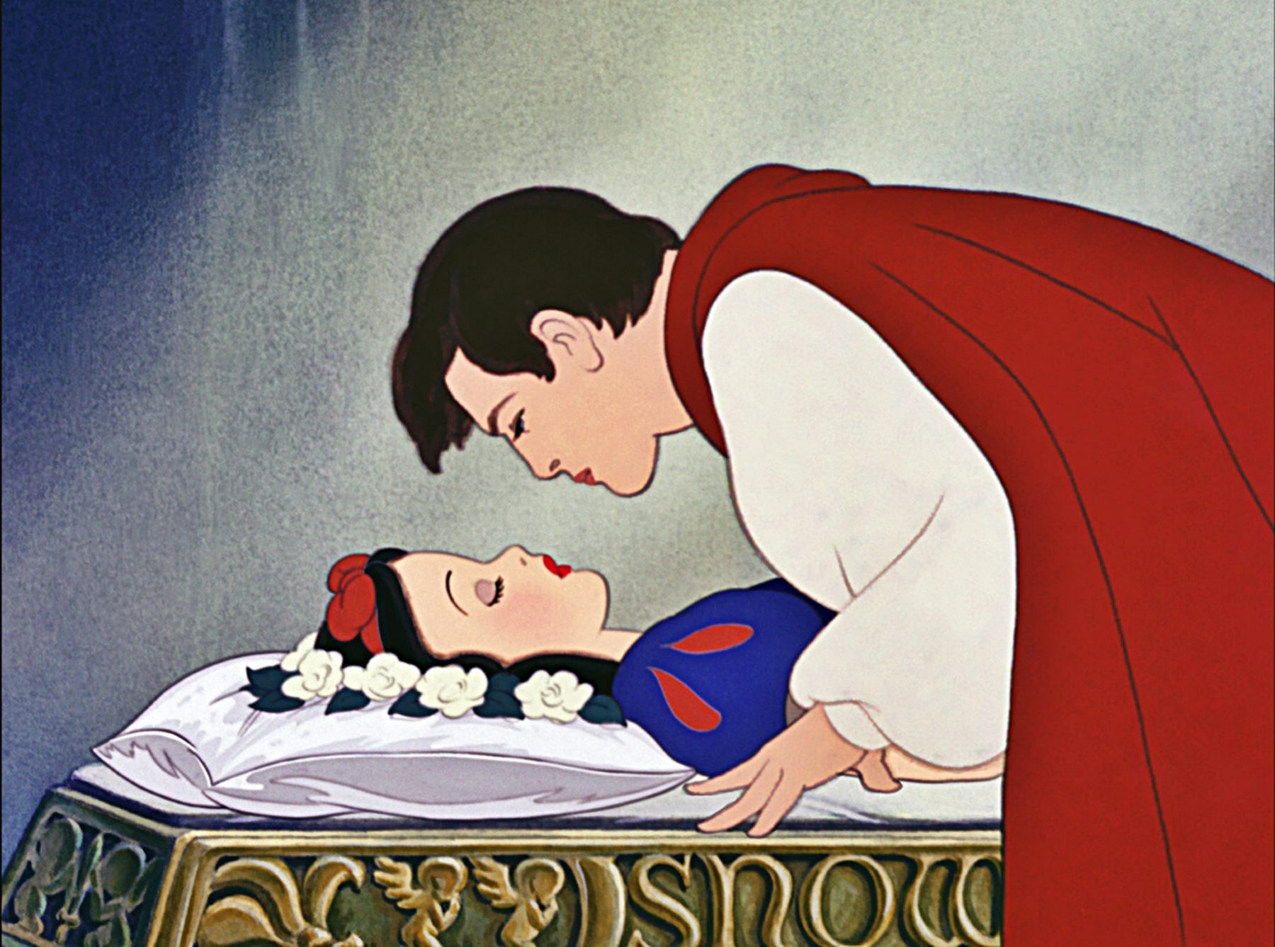 La scena del bacio del principe in Biancaneve