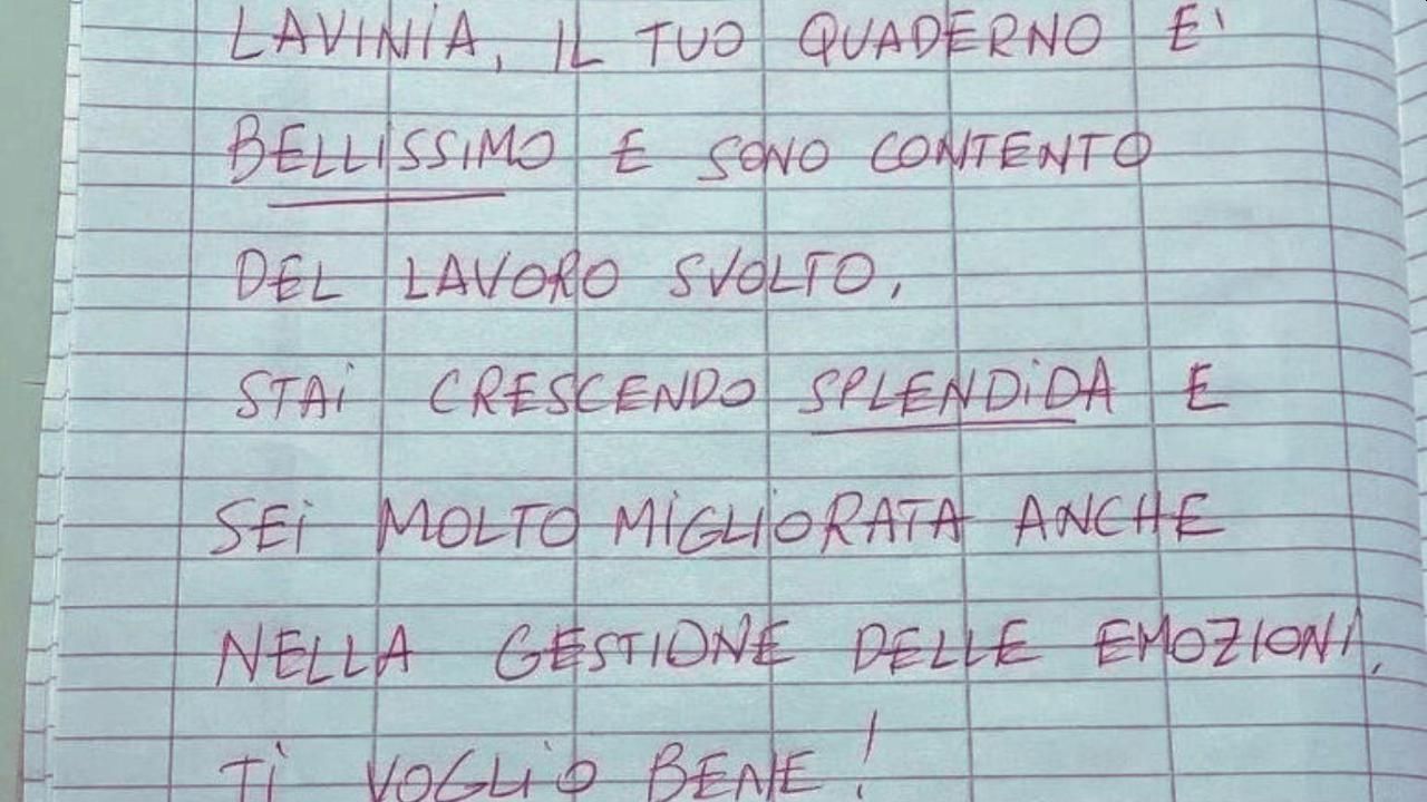 Uno dei giudizi scritti dal maestro Gabriele Carmelo