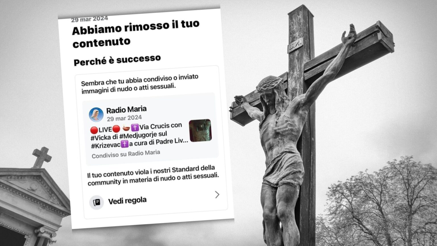 Collage Via Crucis censura [dal blog di Nicola Porro]