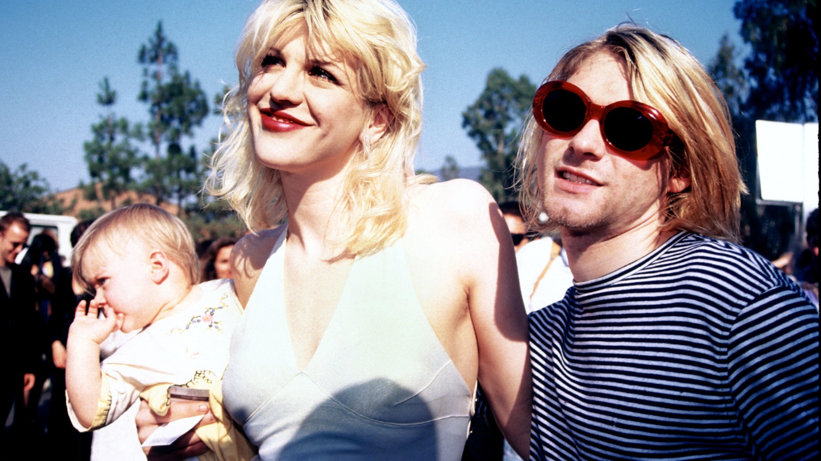 Kurt Cobain con moglie e figlia