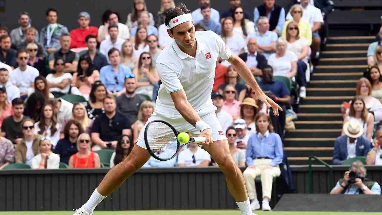  Roger Federer in bianco a Wimbledon 