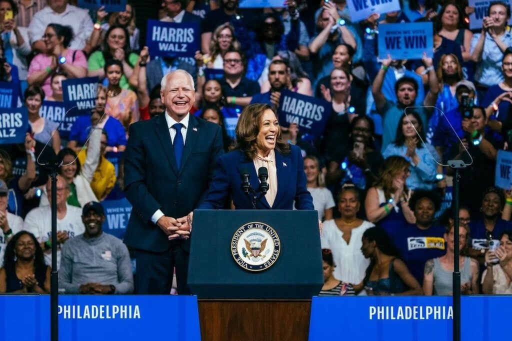 Kamala Harris e Tim Walz