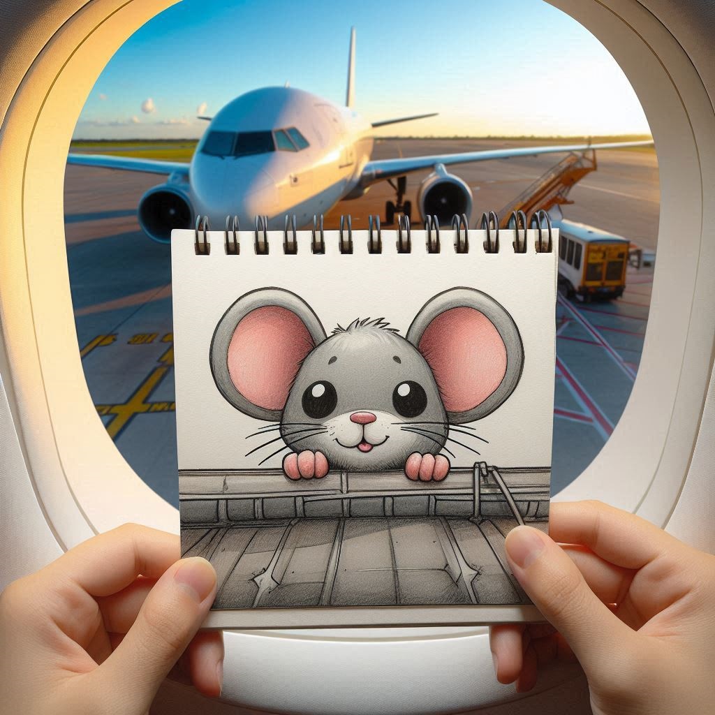 Topolino su Aereo ricreato da AI