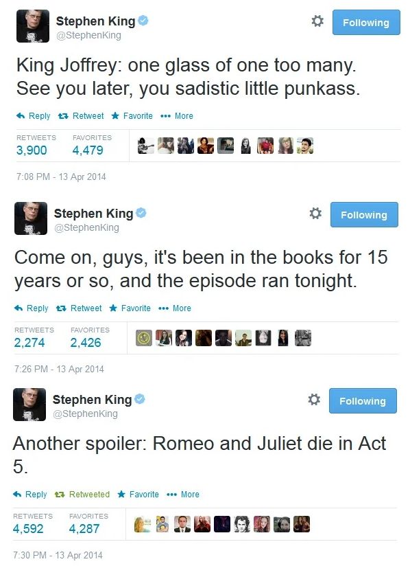 Stephen King spoilera GOT