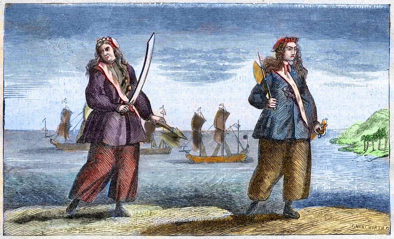 Un dipinto che ritrae le due piratesse Anne Bonny e Mary Read