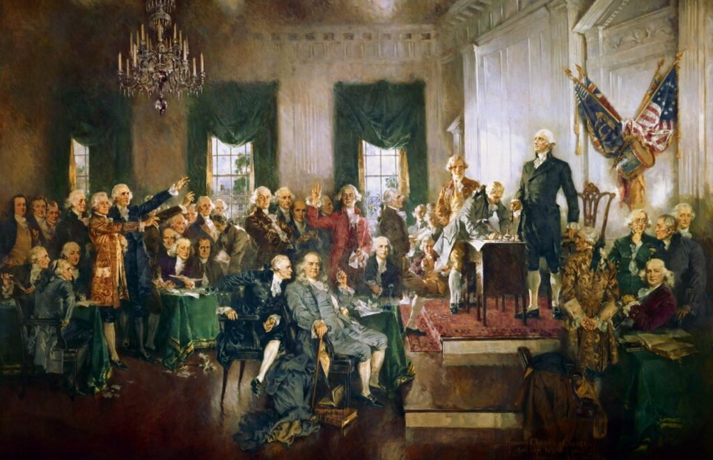 Padri Costituenti americani Scene at the Signing of the Constitution of the United States