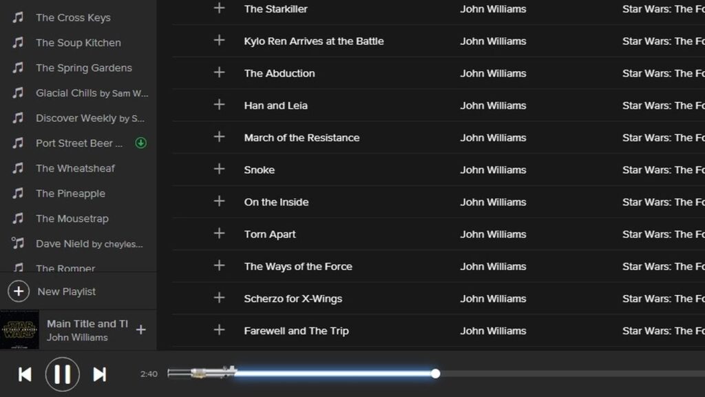 Spotify e la spada laser di Star Wars