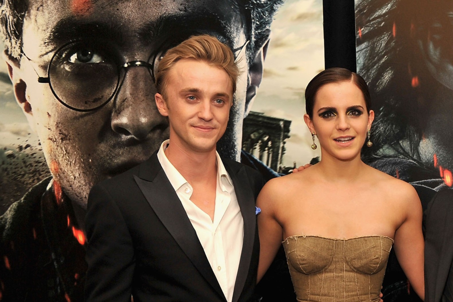 Tom Felton e Emma Watson durante l'anteprima del I doni della morte