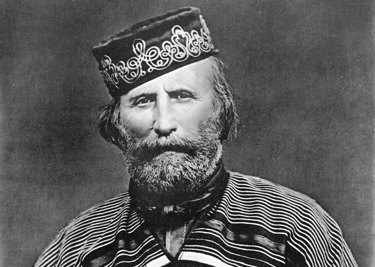 Un'immagine in bianco e nero di Giuseppe Garibaldi