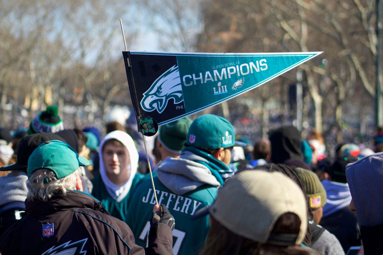 tifosi dei Philadelphia Eagles prima del Super Bowl