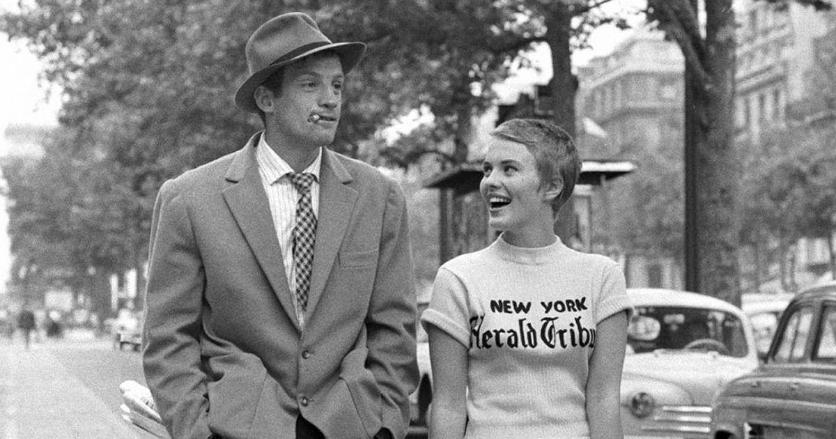 Jean Seberg in una scena di All'ultimo respiro con Belmondo