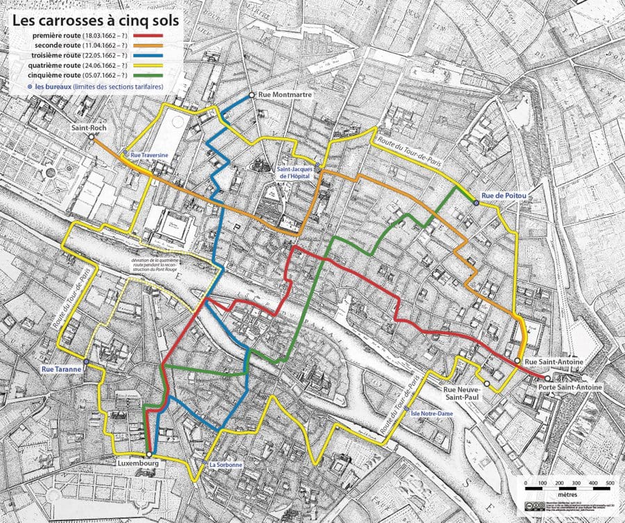 La mappa dei trasporti pubblici di Pascal a Parigi