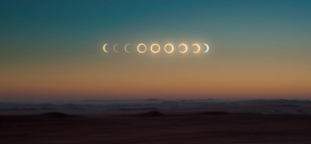 La sequenza di un eclissi solare