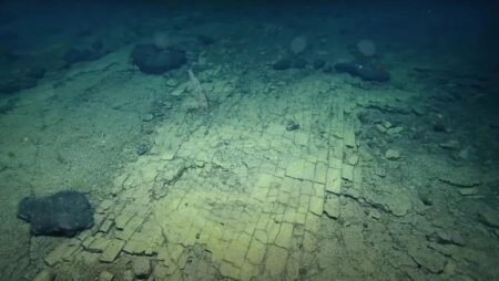 La strada di mattoni gialli in fondo all'oceano Pacifico