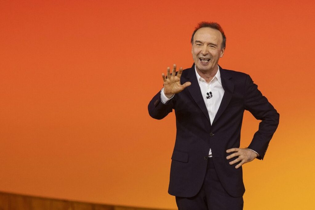Roberto Benigni, durante il suo show "Il Sogno"