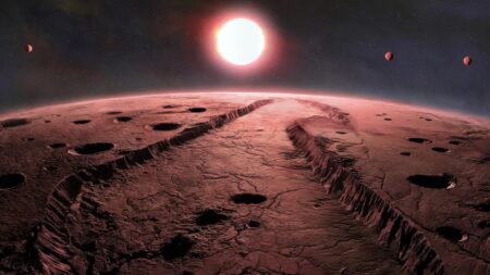 Una ricostruzione della vista di uno dei nuovi pianeti scoperti