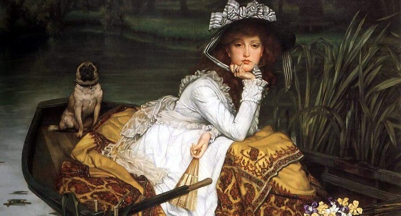 "Jeune femme en bateau" di James Tissot utilizzato per la copertina di Madame Bovary (fonte Libriantichionline)