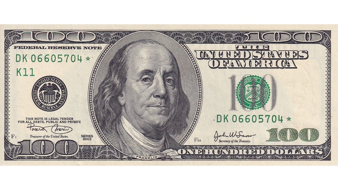 La banconota da 100 dollari raffigurante Benjamin Franklin