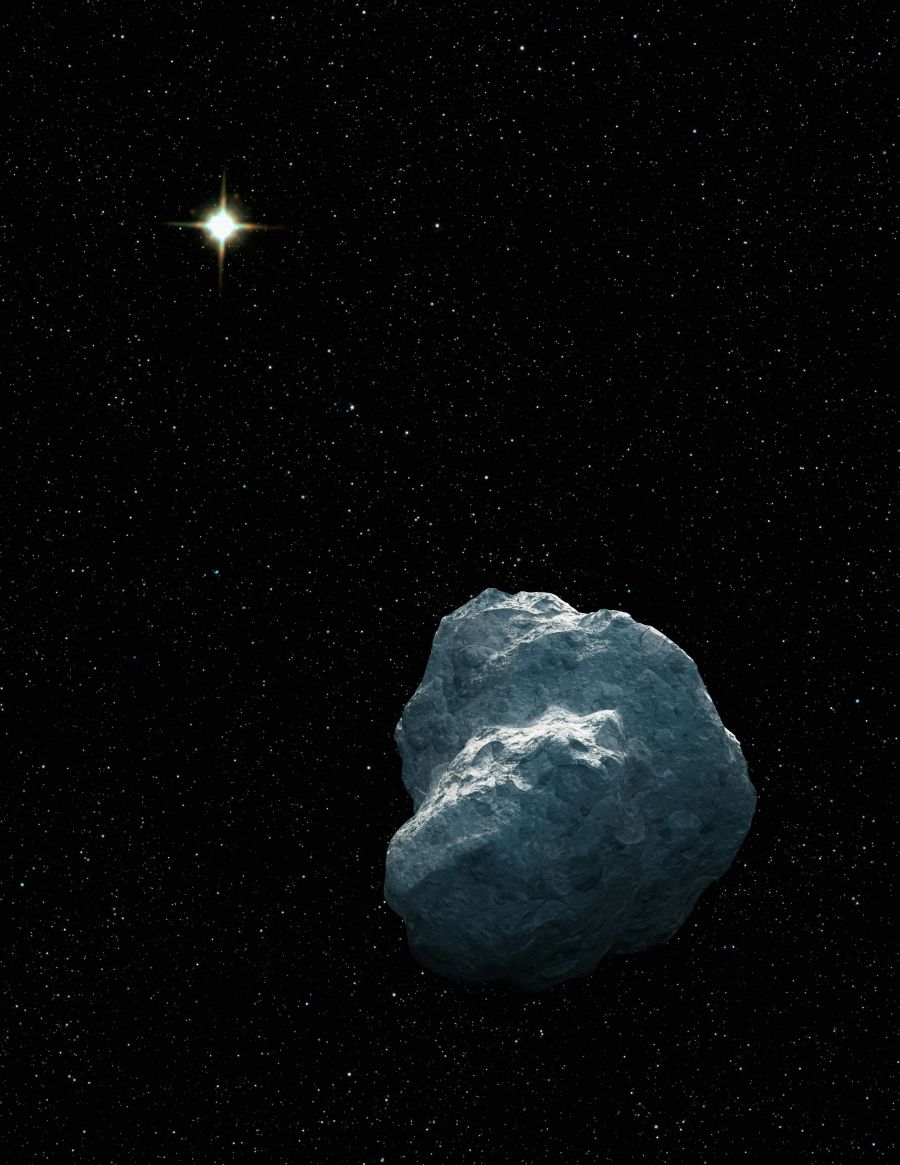 un asteroide nello spazio