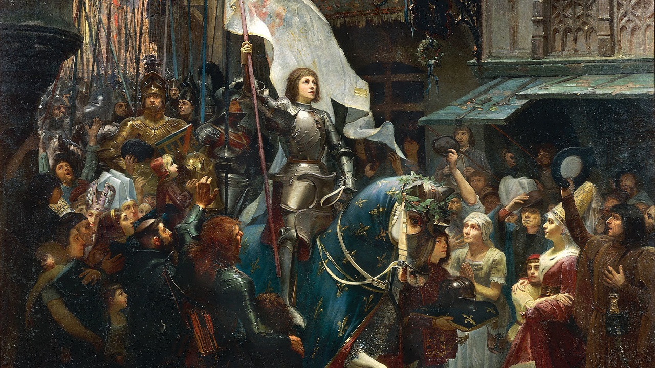 Particolare di "Giovanna d'Arco entra a Orléans" di Jean Jacques Scherrer