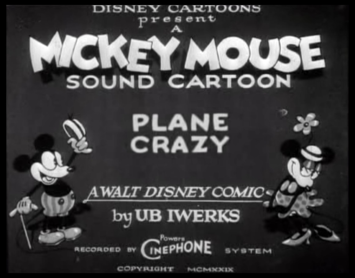 La locandina del corto cinematografico Plane Crazy di Walt Disney e Ub Iwerks del 1928 (fonte Mubi)