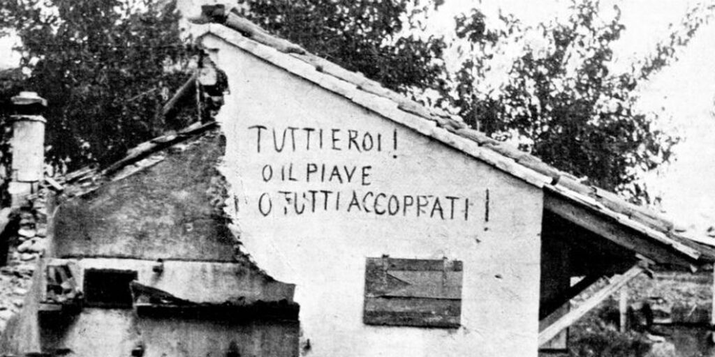 Scritta inneggiante alla resistenza sul Piave
