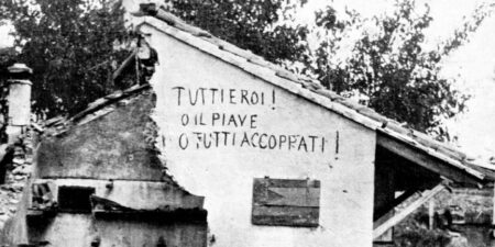 Scritta inneggiante alla resistenza sul Piave