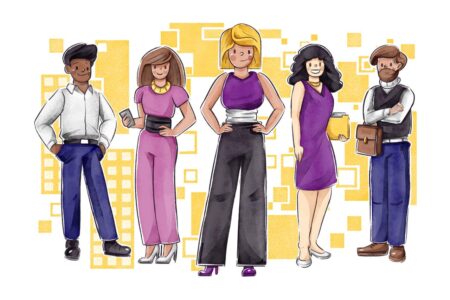 grafica con donne e uomini di diverse altezze