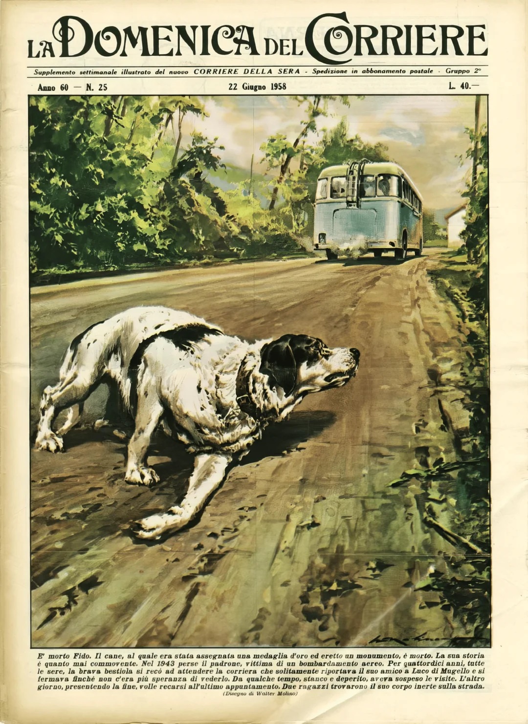 La cover di La domenica del Corriere con Fido