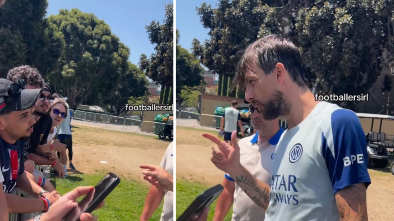 Francesco Acerbi reagisce a un tifoso del PSG: “Ti sfondo di botte” (e il video diventa subito virale) Francesco Acerbi reagisce a un tifoso del PSG: “Ti sfondo di botte” (e il video diventa subito virale)