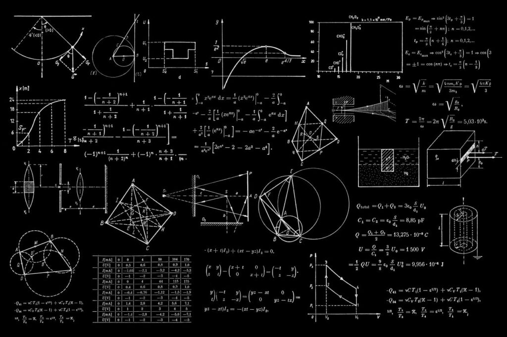 lavagna con calcoli matematici