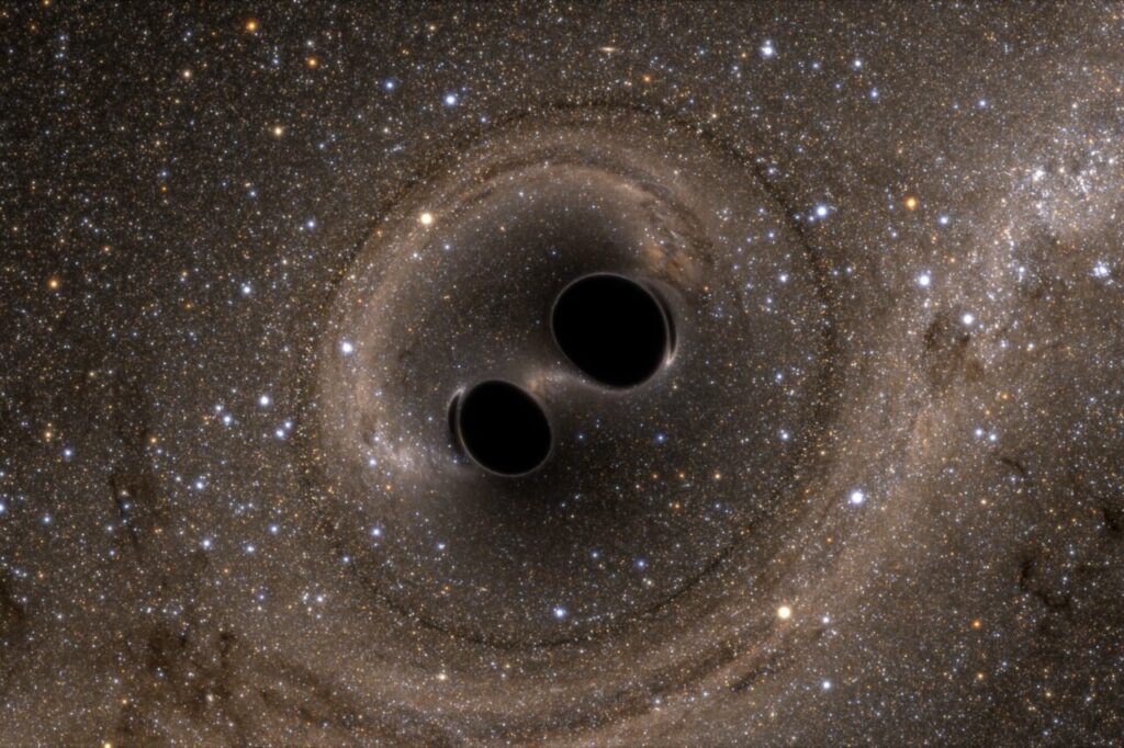 Rappresentazione grafica della scoperta dei due buchi neri