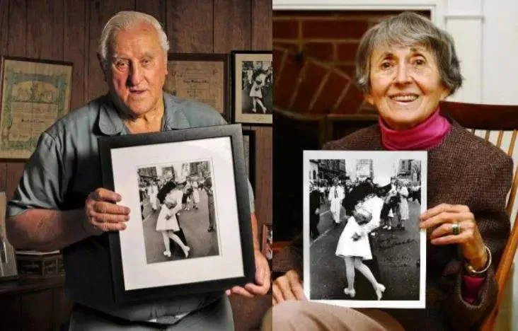 I protagonisti della famosa fotografia, George Mendonsa e Greta Zimmer Friedman (fonte CNN News)