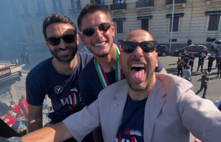 Daniele Bellini durante i festeggiamenti dello scudetto 2025