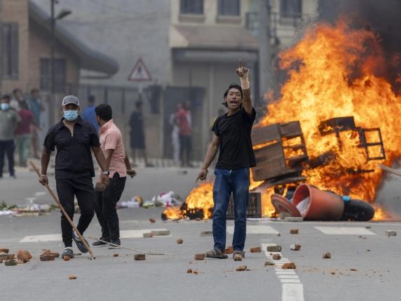 Manifestanti in Nepal