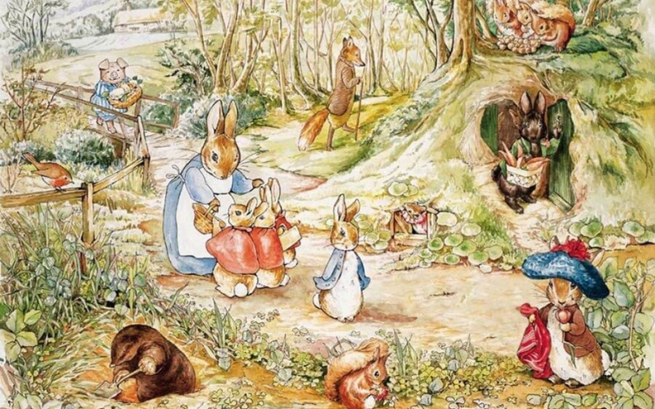 Un'illustrazione per Peter Rabbit