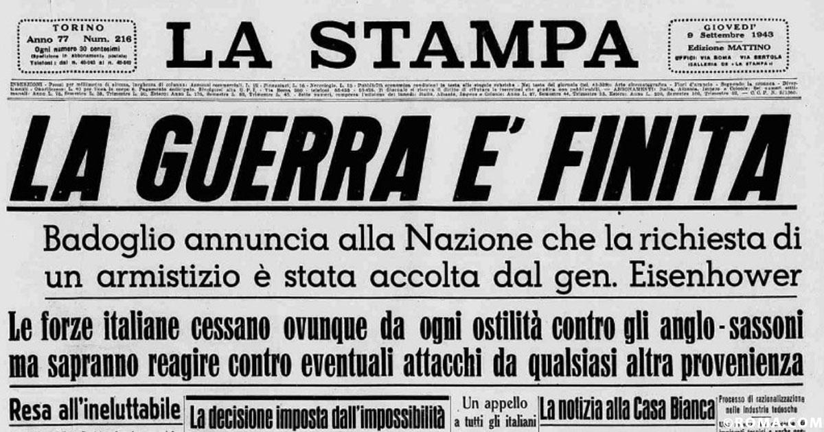 I titoli dei giornali per l'armistizio dell'8 Settembre