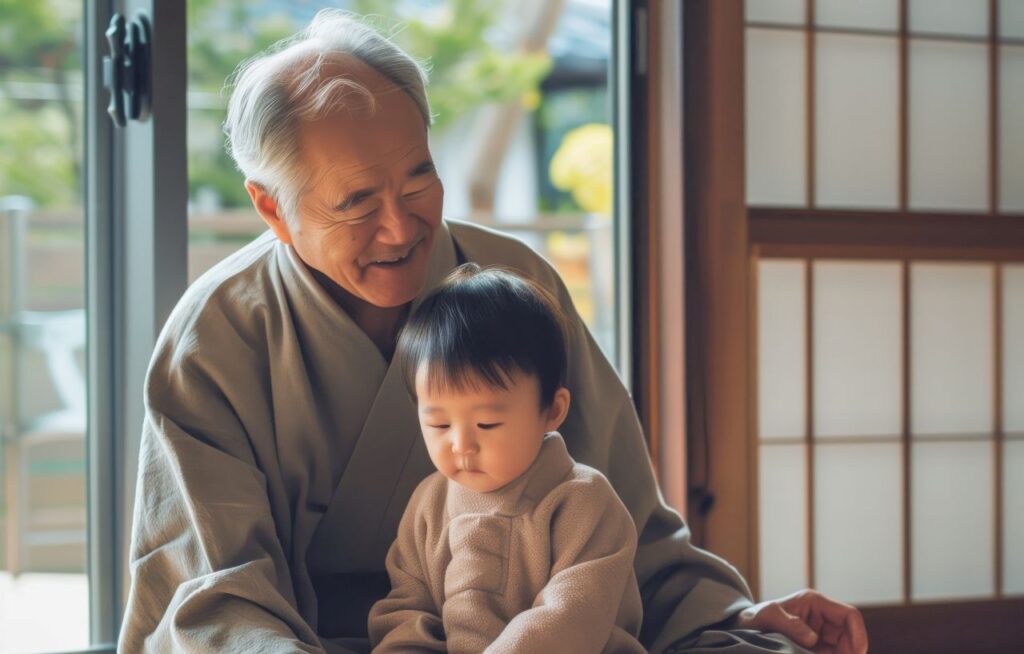 Nonno che gioca col nipotino
