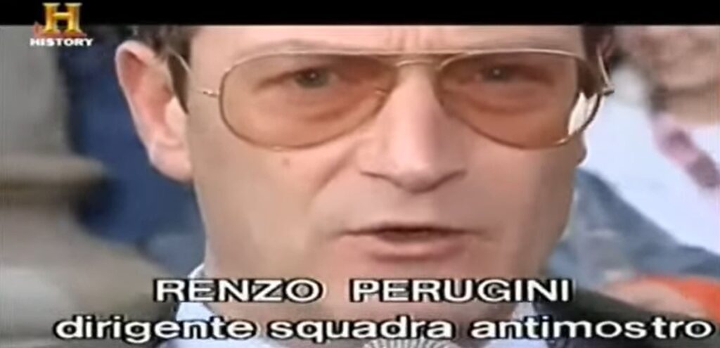 Perugini durante il suo appello al Mostro