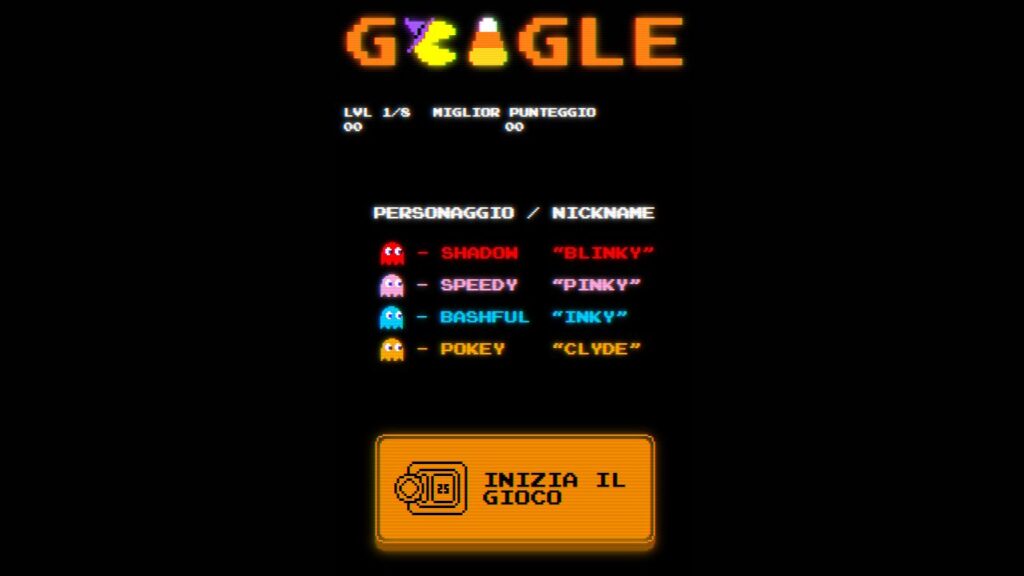 Schermata Pac-Man Google