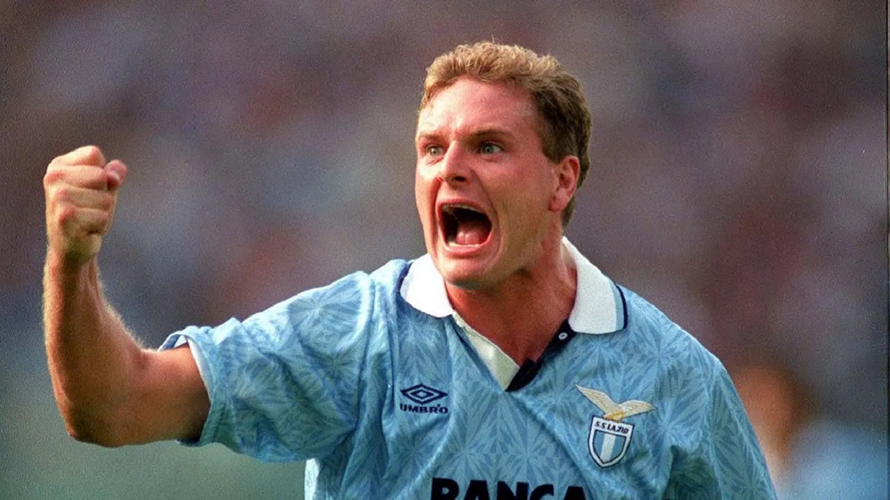 Paul Gascoigne nei primi anni '90, quando giocava nella Lazio