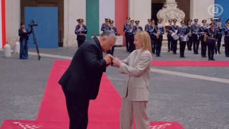 Viktor Orbán e Giorgia Meloni a Palazzo Chigi